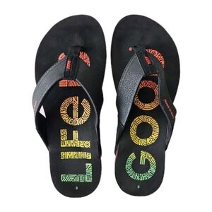 Men's Reef 'Life Is Good' Black Flip Flop Beach Summer Sandals 9